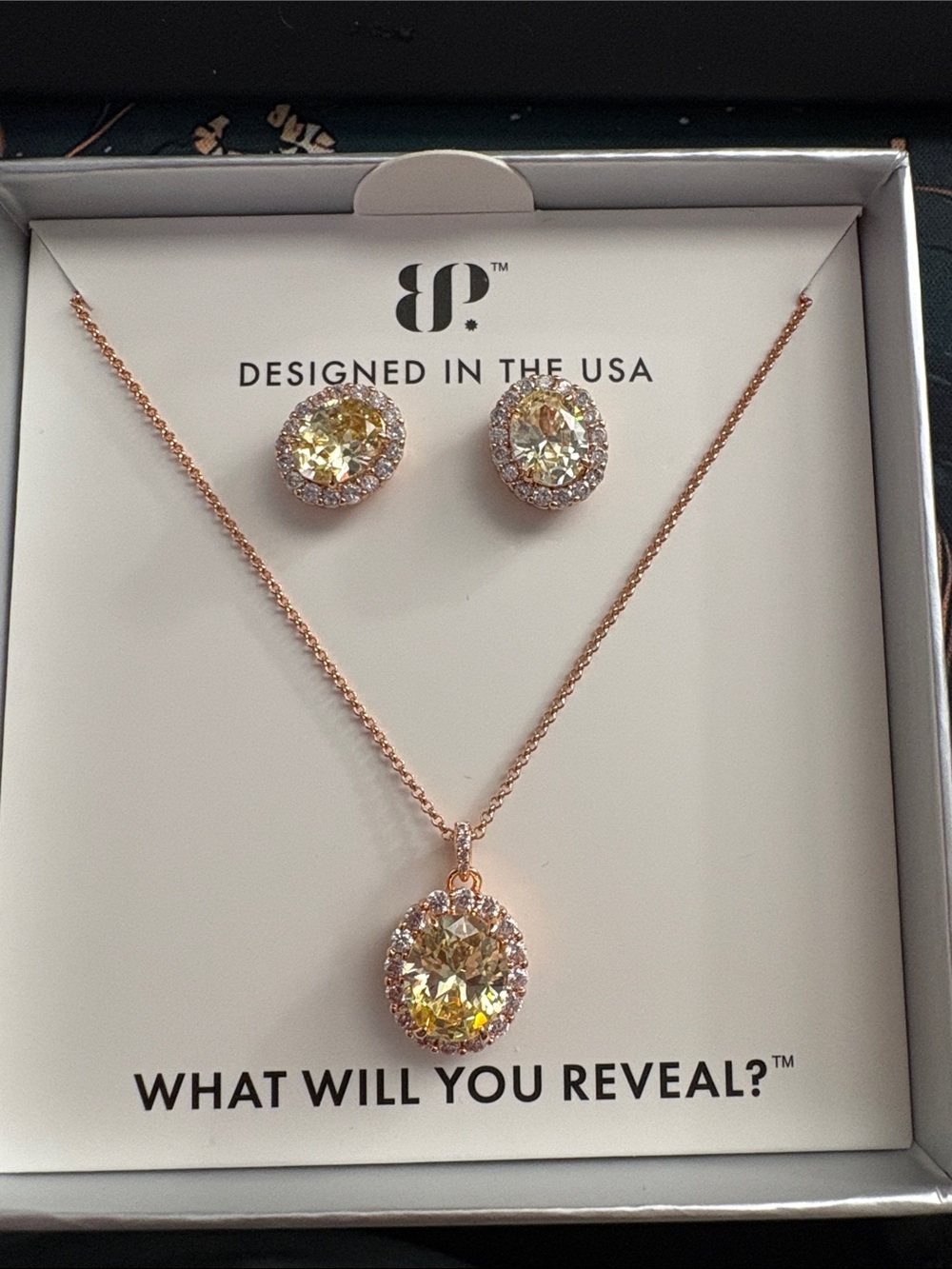 2424 Necklace and Earring Set with Lemon CZ